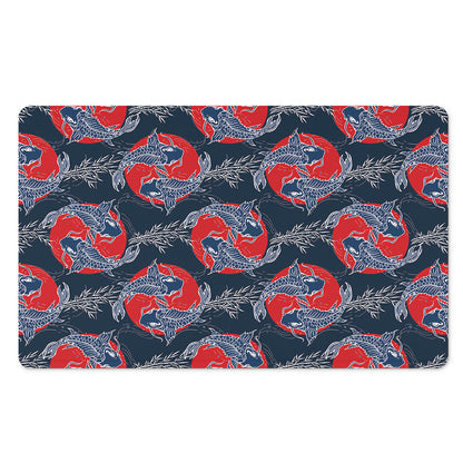 Japanese Koi Carp Fish Pattern Print Polyester Doormat