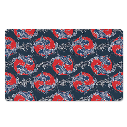 Japanese Koi Carp Fish Pattern Print Polyester Doormat