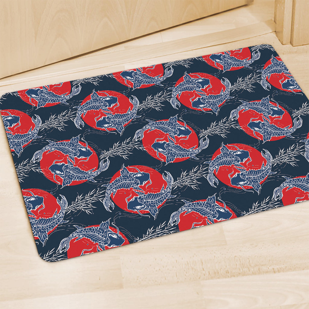 Japanese Koi Carp Fish Pattern Print Polyester Doormat