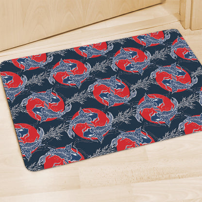 Japanese Koi Carp Fish Pattern Print Polyester Doormat