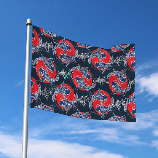 Japanese Koi Carp Fish Pattern Print Polyester Flag