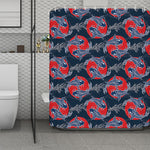 Japanese Koi Carp Fish Pattern Print Polyester Shower Curtain