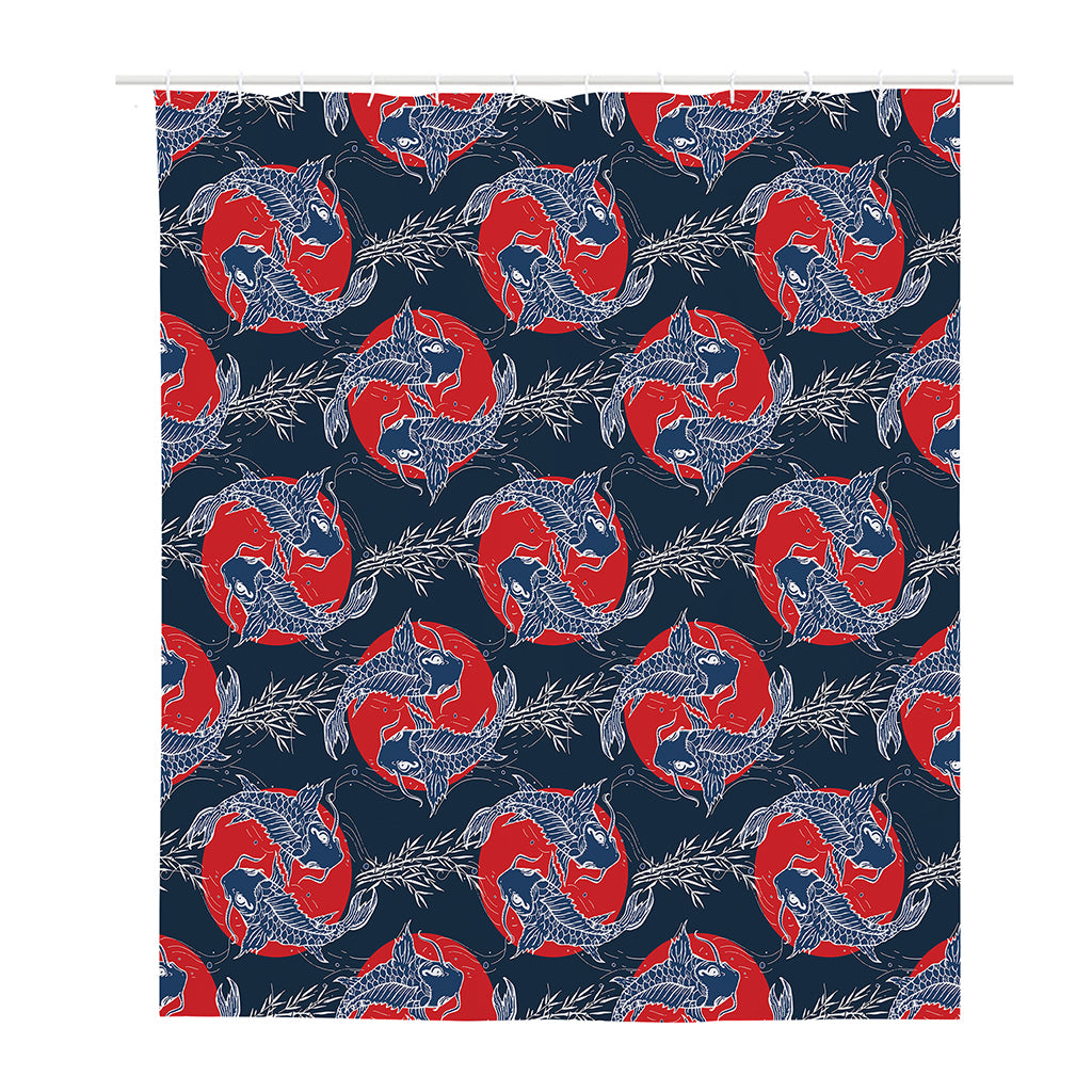 Japanese Koi Carp Fish Pattern Print Polyester Shower Curtain