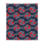 Japanese Koi Carp Fish Pattern Print Polyester Shower Curtain