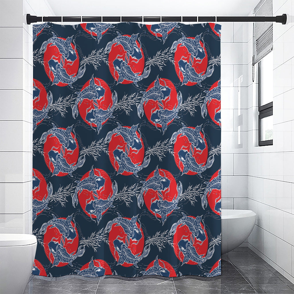 Japanese Koi Carp Fish Pattern Print Premium Shower Curtain