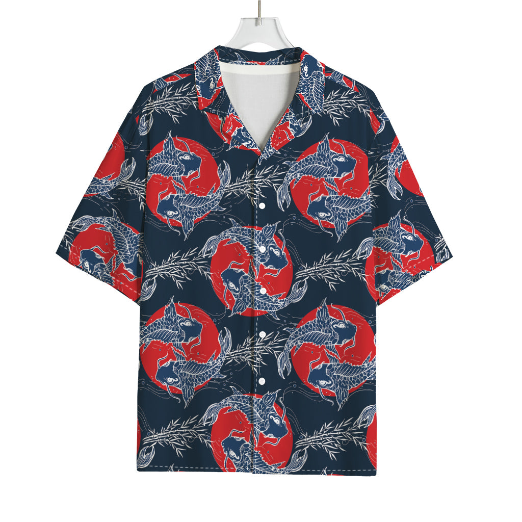 Japanese Koi Carp Fish Pattern Print Rayon Hawaiian Shirt