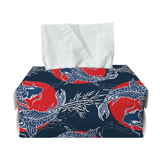 Japanese Koi Carp Fish Pattern Print Rectangle Tissue Box Cover