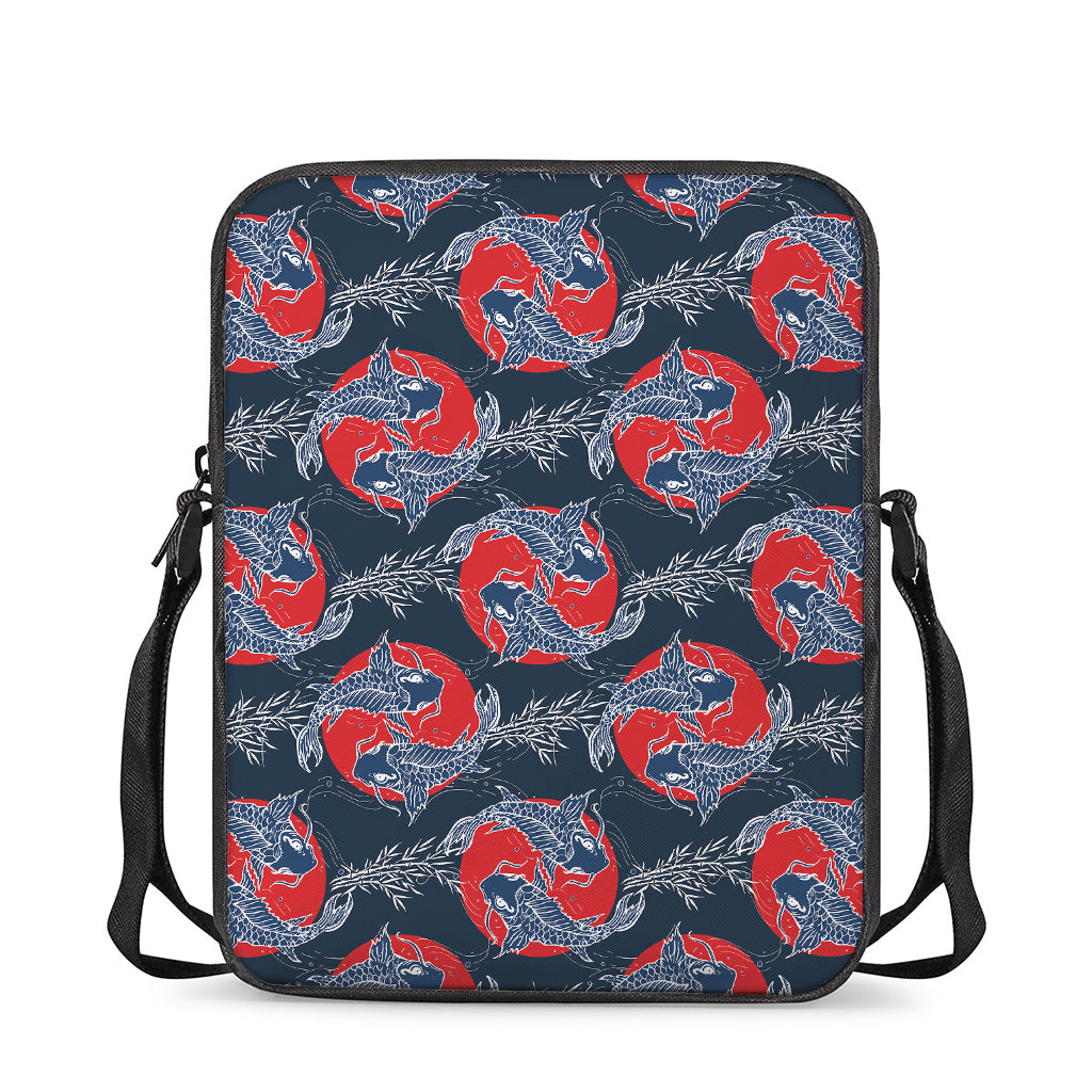 Japanese Koi Carp Fish Pattern Print Rectangular Crossbody Bag