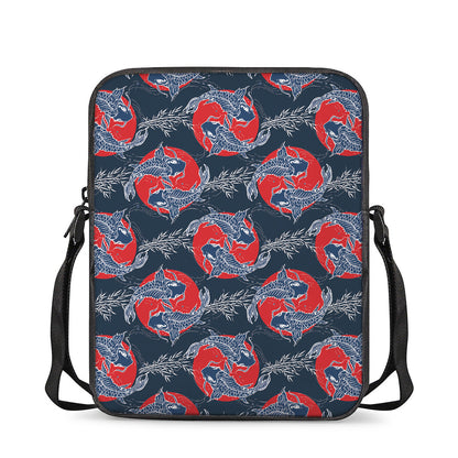 Japanese Koi Carp Fish Pattern Print Rectangular Crossbody Bag