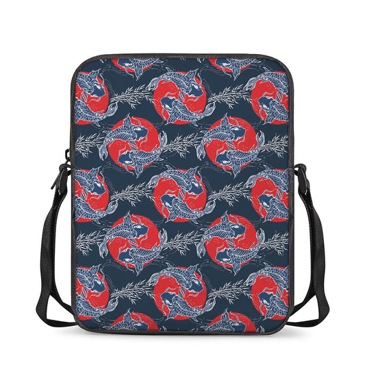 Japanese Koi Carp Fish Pattern Print Rectangular Crossbody Bag