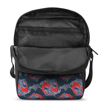 Japanese Koi Carp Fish Pattern Print Rectangular Crossbody Bag