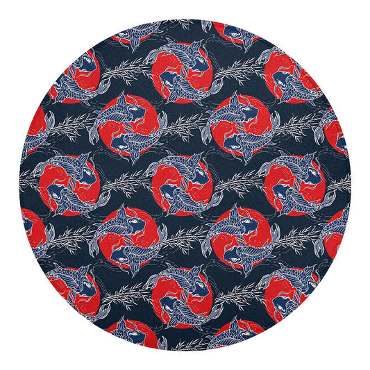 Japanese Koi Carp Fish Pattern Print Round Blanket