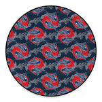 Japanese Koi Carp Fish Pattern Print Round Floor Mat