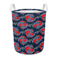 Japanese Koi Carp Fish Pattern Print Round Laundry Basket