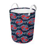 Japanese Koi Carp Fish Pattern Print Round Laundry Basket