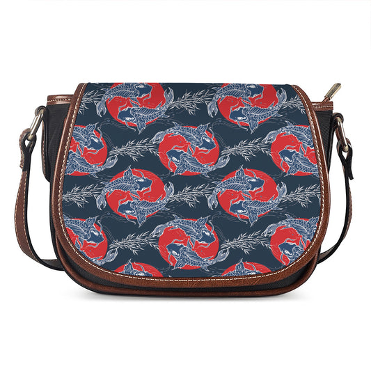 Japanese Koi Carp Fish Pattern Print Saddle Bag