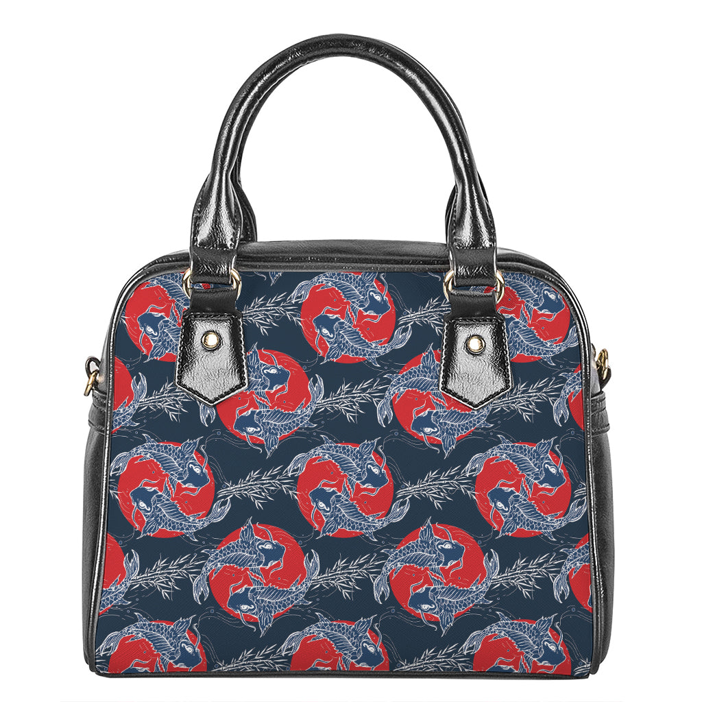 Japanese Koi Carp Fish Pattern Print Shoulder Handbag