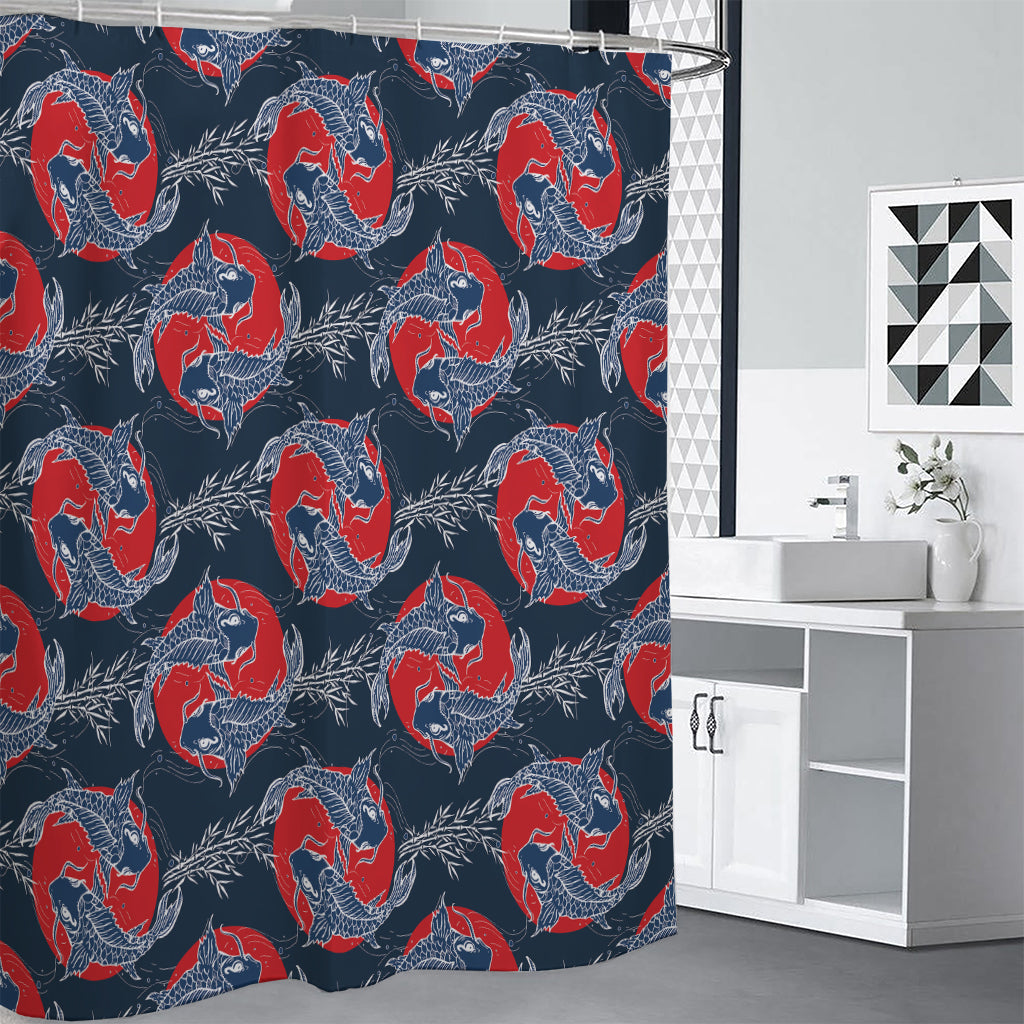 Japanese Koi Carp Fish Pattern Print Shower Curtain