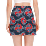 Japanese Koi Carp Fish Pattern Print Side Slit Mini Skirt