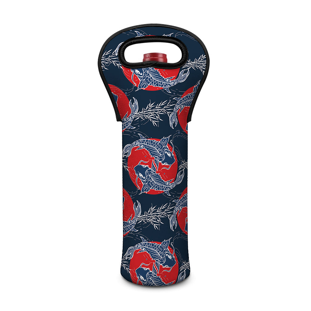 Japanese Koi Carp Fish Pattern Print Single Neoprene Wine Tote