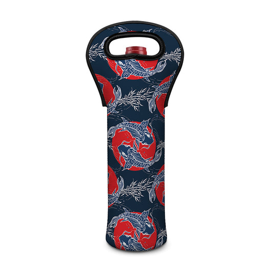 Japanese Koi Carp Fish Pattern Print Single Neoprene Wine Tote