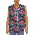 Japanese Koi Carp Fish Pattern Print Sleeveless Baseball Jersey