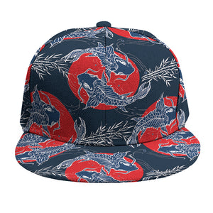 Japanese Koi Carp Fish Pattern Print Snapback Cap