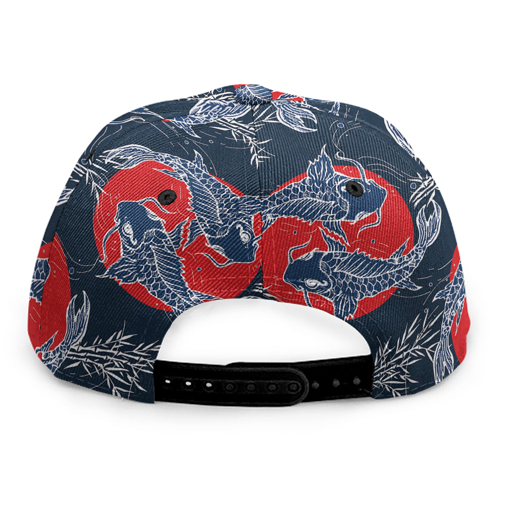 Japanese Koi Carp Fish Pattern Print Snapback Cap