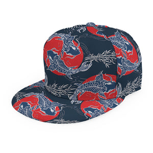 Japanese Koi Carp Fish Pattern Print Snapback Cap