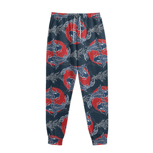 Japanese Koi Carp Fish Pattern Print Sweatpants