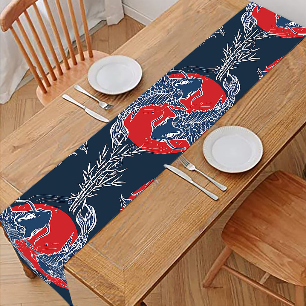 Japanese Koi Carp Fish Pattern Print Table Runner