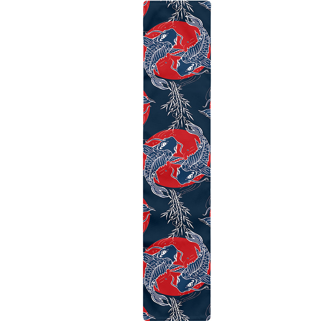 Japanese Koi Carp Fish Pattern Print Table Runner