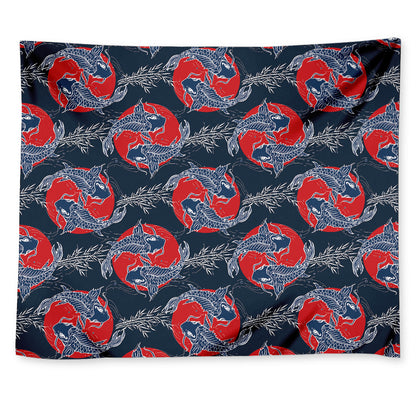 Japanese Koi Carp Fish Pattern Print Tapestry