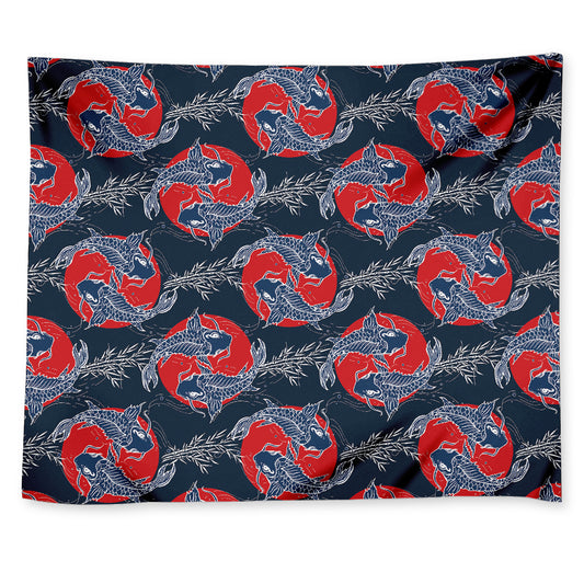 Japanese Koi Carp Fish Pattern Print Tapestry