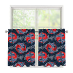 Japanese Koi Carp Fish Pattern Print Tier Curtains