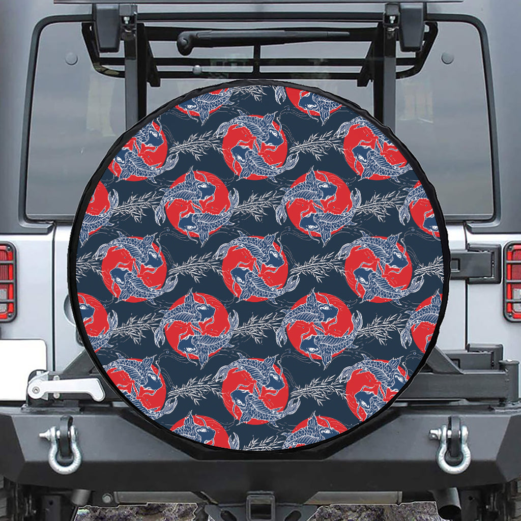 Japanese Koi Carp Fish Pattern Print Tire Cover