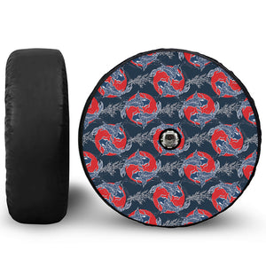 Japanese Koi Carp Fish Pattern Print Tire Cover With Camera Hole