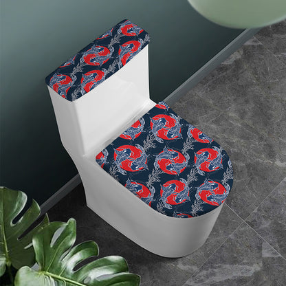 Japanese Koi Carp Fish Pattern Print Toilet Lid And Tank Cover Set