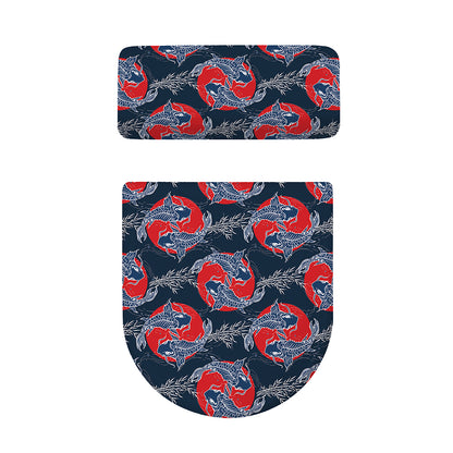 Japanese Koi Carp Fish Pattern Print Toilet Lid And Tank Cover Set