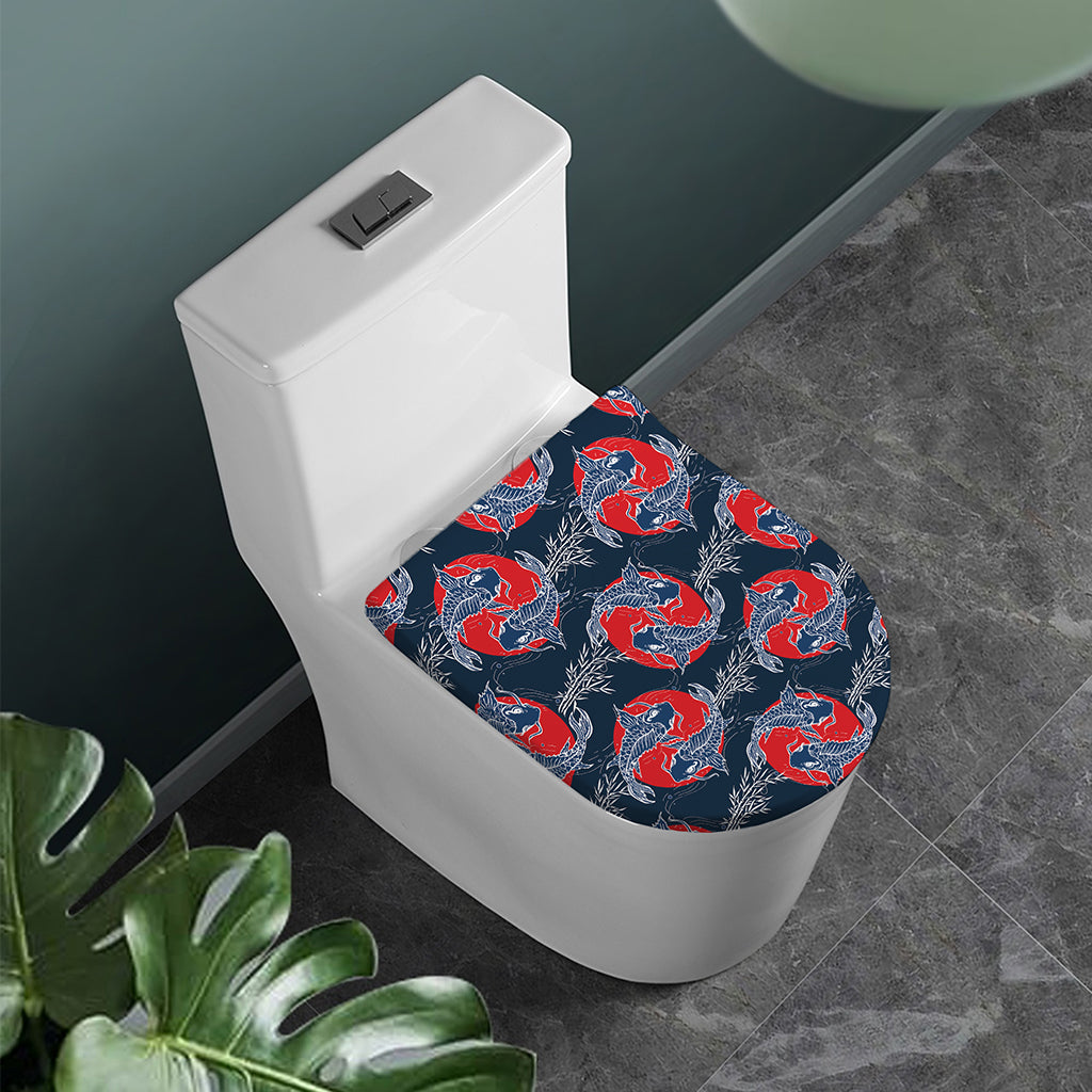 Japanese Koi Carp Fish Pattern Print Toilet Lid Cover