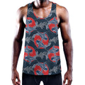 Japanese Koi Carp Fish Pattern Print Men's Workout Tank Top