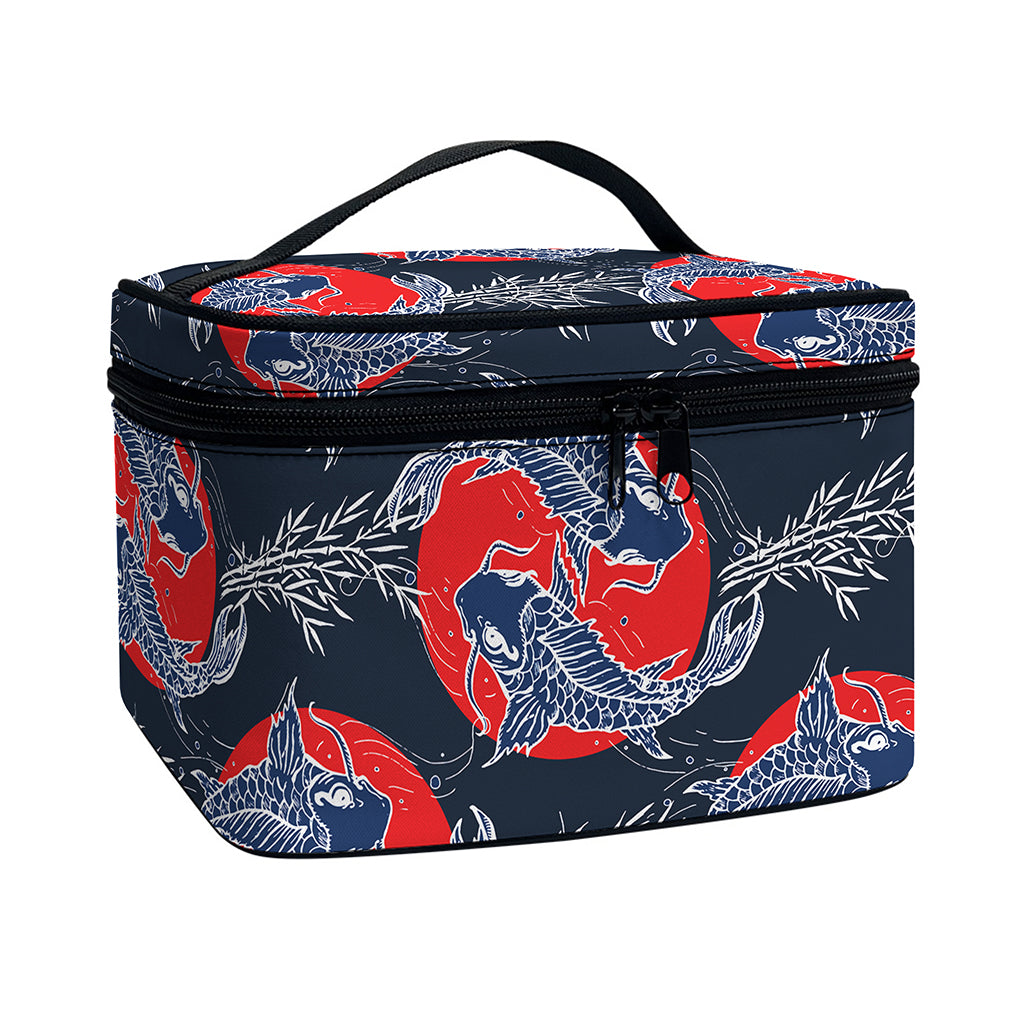 Japanese Koi Carp Fish Pattern Print Travel Makeup Bag
