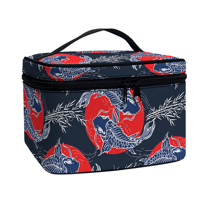 Japanese Koi Carp Fish Pattern Print Travel Makeup Bag