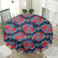 Japanese Koi Carp Fish Pattern Print Waterproof Round Tablecloth