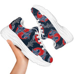 Japanese Koi Carp Fish Pattern Print White Chunky Shoes