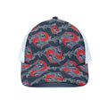 Japanese Koi Carp Fish Pattern Print White Mesh Trucker Hat