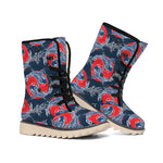 Japanese Koi Carp Fish Pattern Print Winter Boots