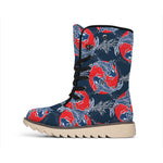 Japanese Koi Carp Fish Pattern Print Winter Boots