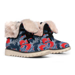Japanese Koi Carp Fish Pattern Print Winter Boots