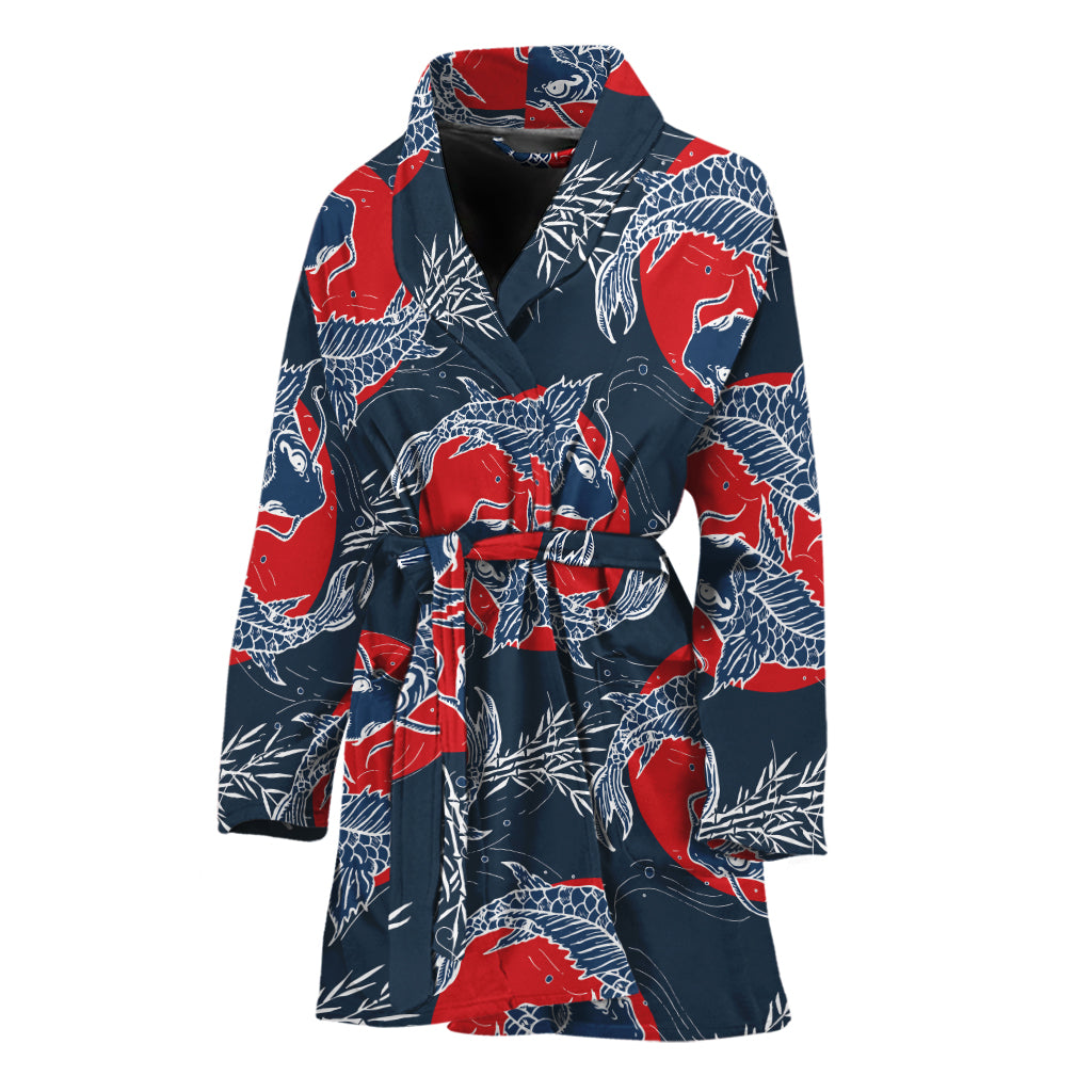 Japanese Koi Carp Fish Pattern Print Women's Bathrobe